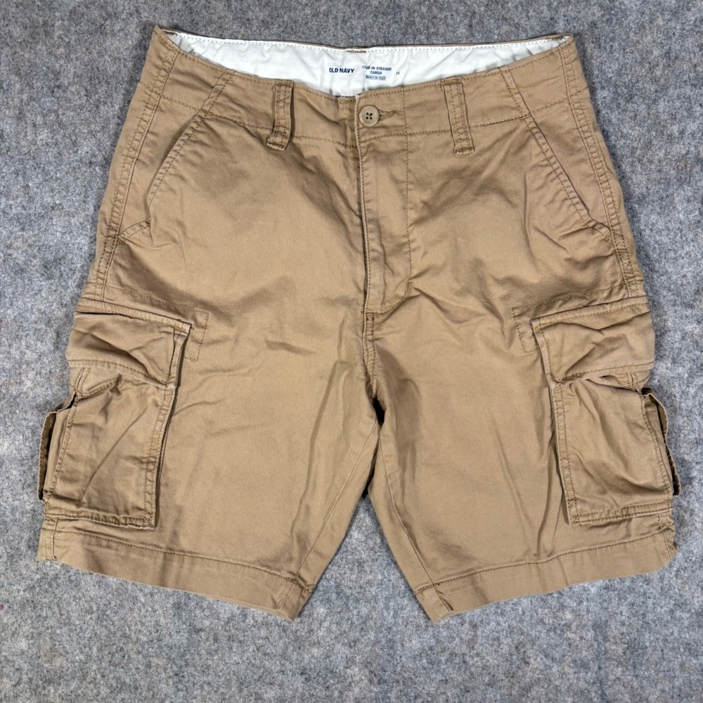 Old Navy Lived-In Straight Cargo Shorts Mens 31 Brown Built-In Flex 392846-00